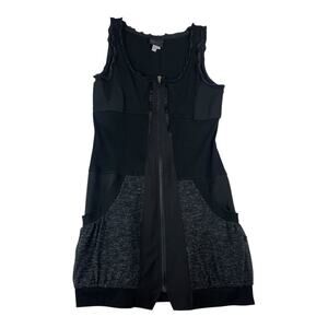 Elloquent women's large Black mini dress tunic corset grunge tripp Gray two tone